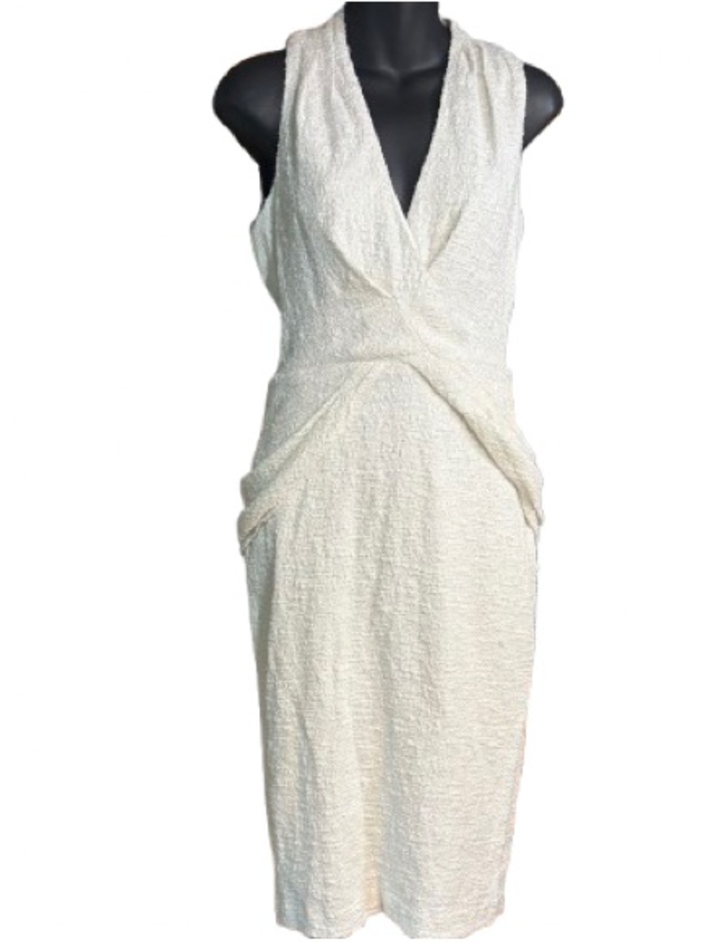 Badgley Mischka Bridal Twist Front Cocktail Dress nubby knit texture size 6 - Picture 2 of 10